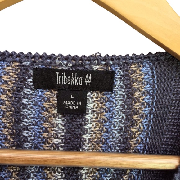 Tribekka 44 Striped Long Sleeve Tie Neck Sweater NEW - Picture 5 of 5